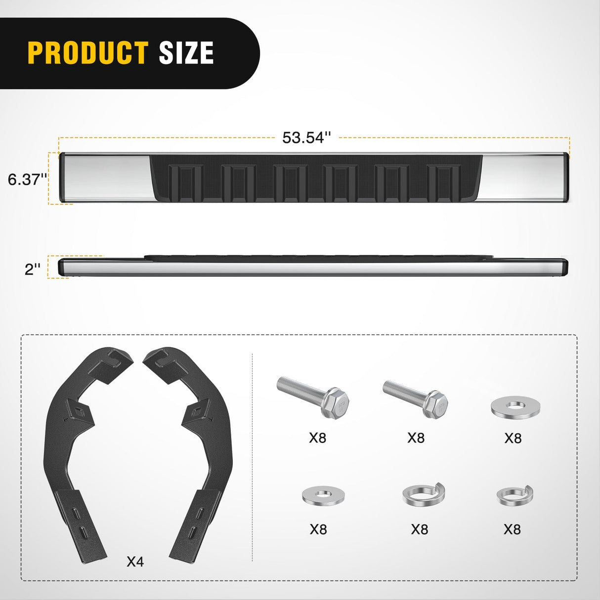 Running Board Running Boards for 2019 2020 2021 2022 2023 2024 2025 Chevy Silverado GMC Sierra 1500 2500 3500 Regular Standard Single Cab 6 Inch Side Step Nerf Bars Stainless Steel