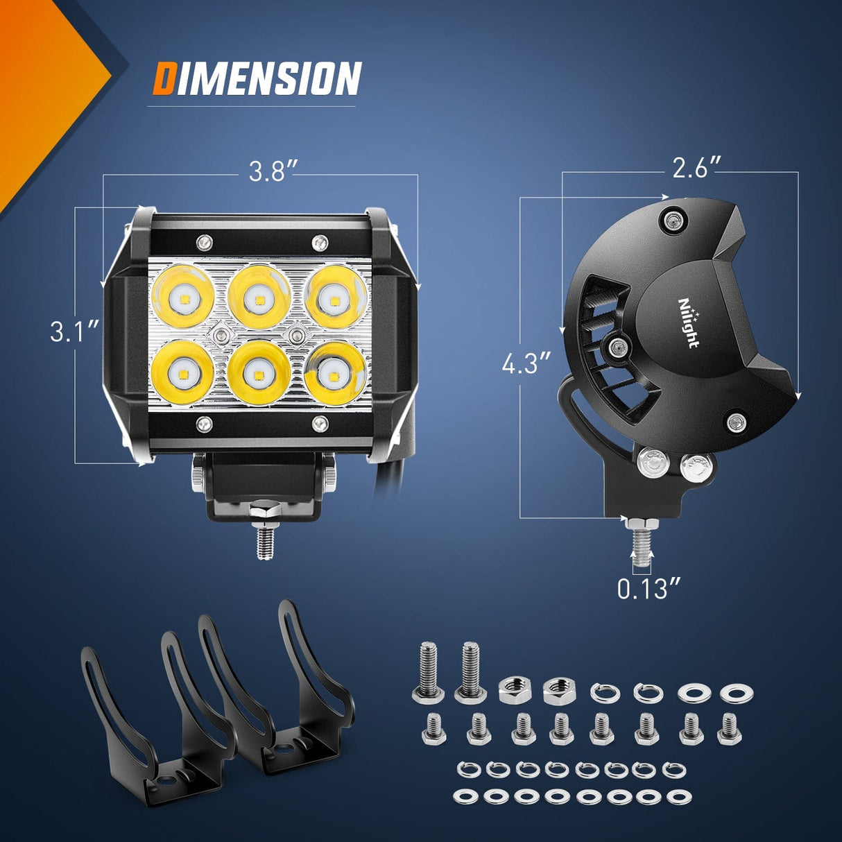 LED Light Bar 4 Inch 18W Yellow Beam LED Light Pods (Pair)