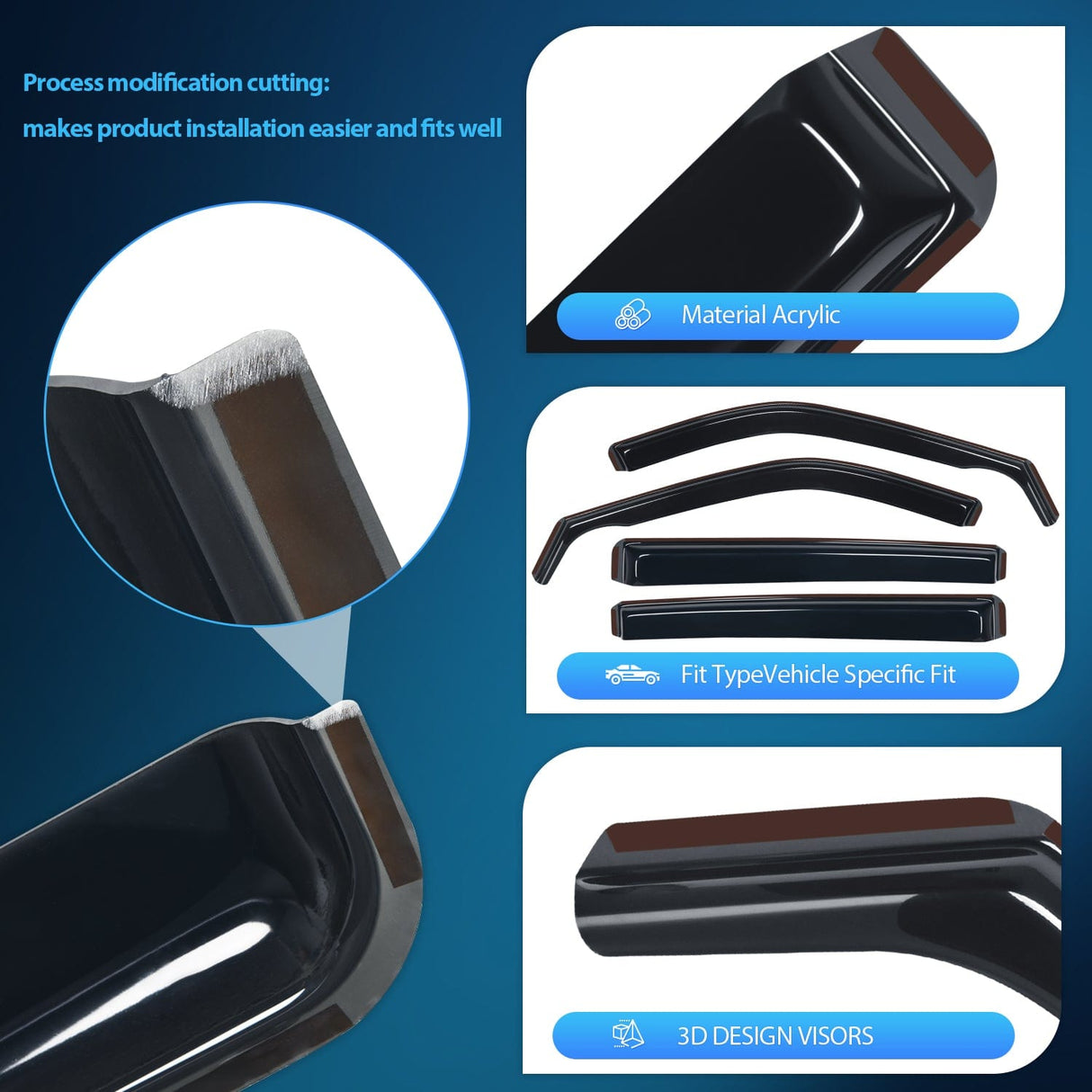 Rain Guards 4pcs Rain Guards Ford For Explorer 2020 2021 2022 2023 2024