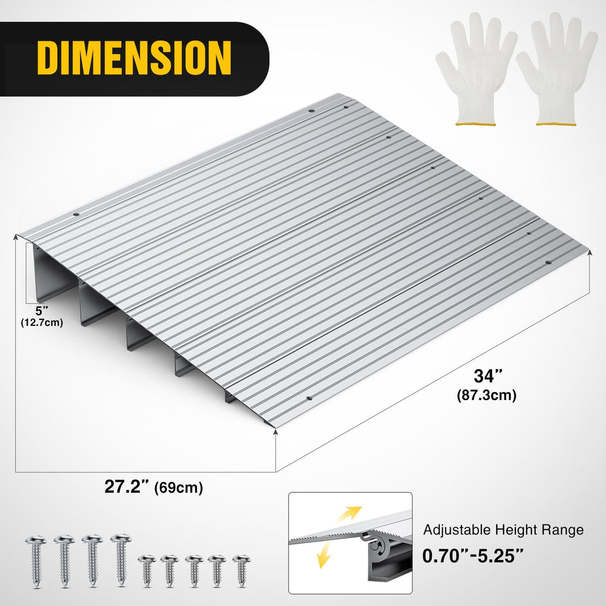 Curb Ramp Door Threshold Ramp 5inch Rise Portable Aluminum Wheelchair Door Transition Entry Ramps for Doorways Home Steps