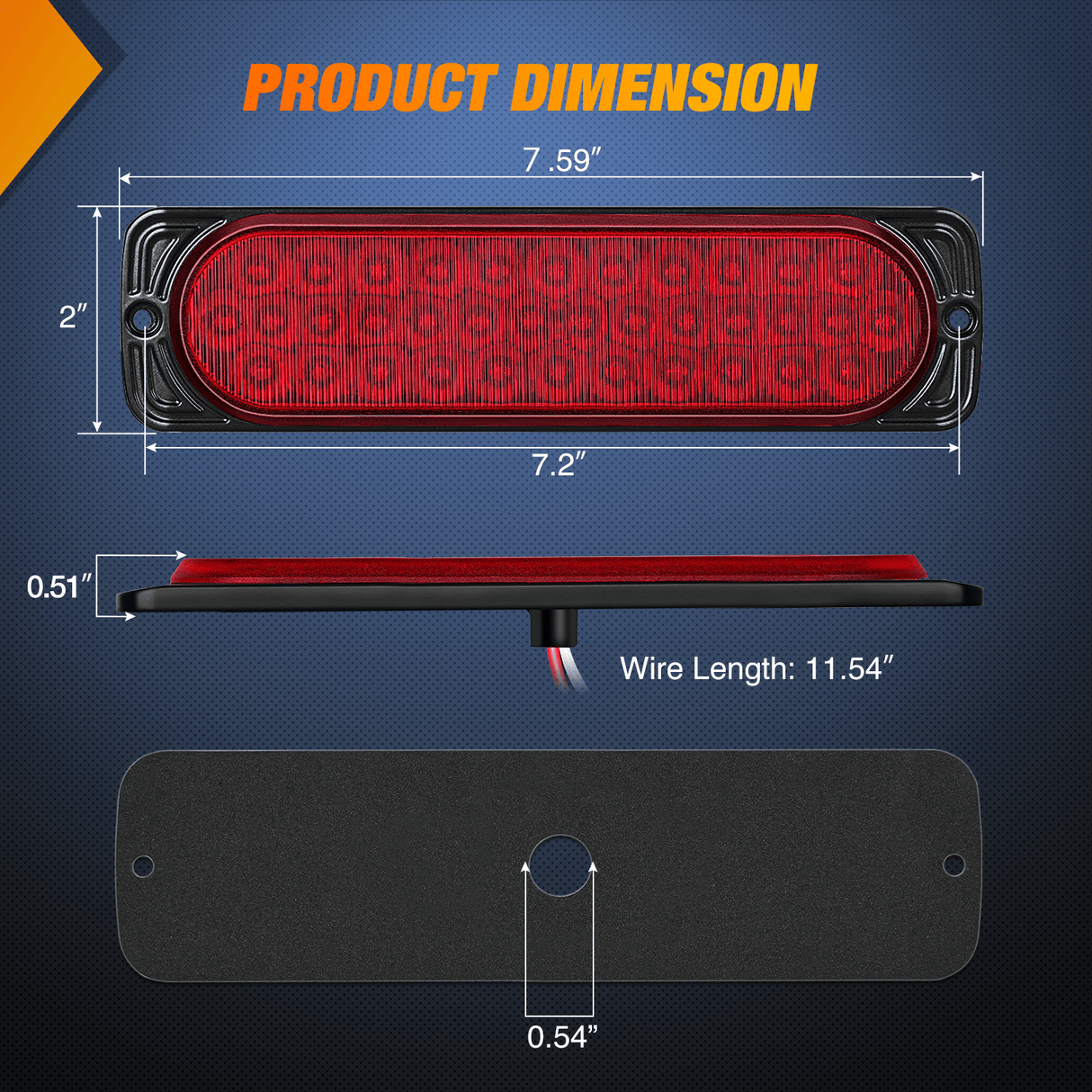 Tail Brake Turn Reverse Lights 7.5 Inch Aluminum Housing Tail Light 2 PCS 36LED Red Running Brake Turn Signals Marker Light