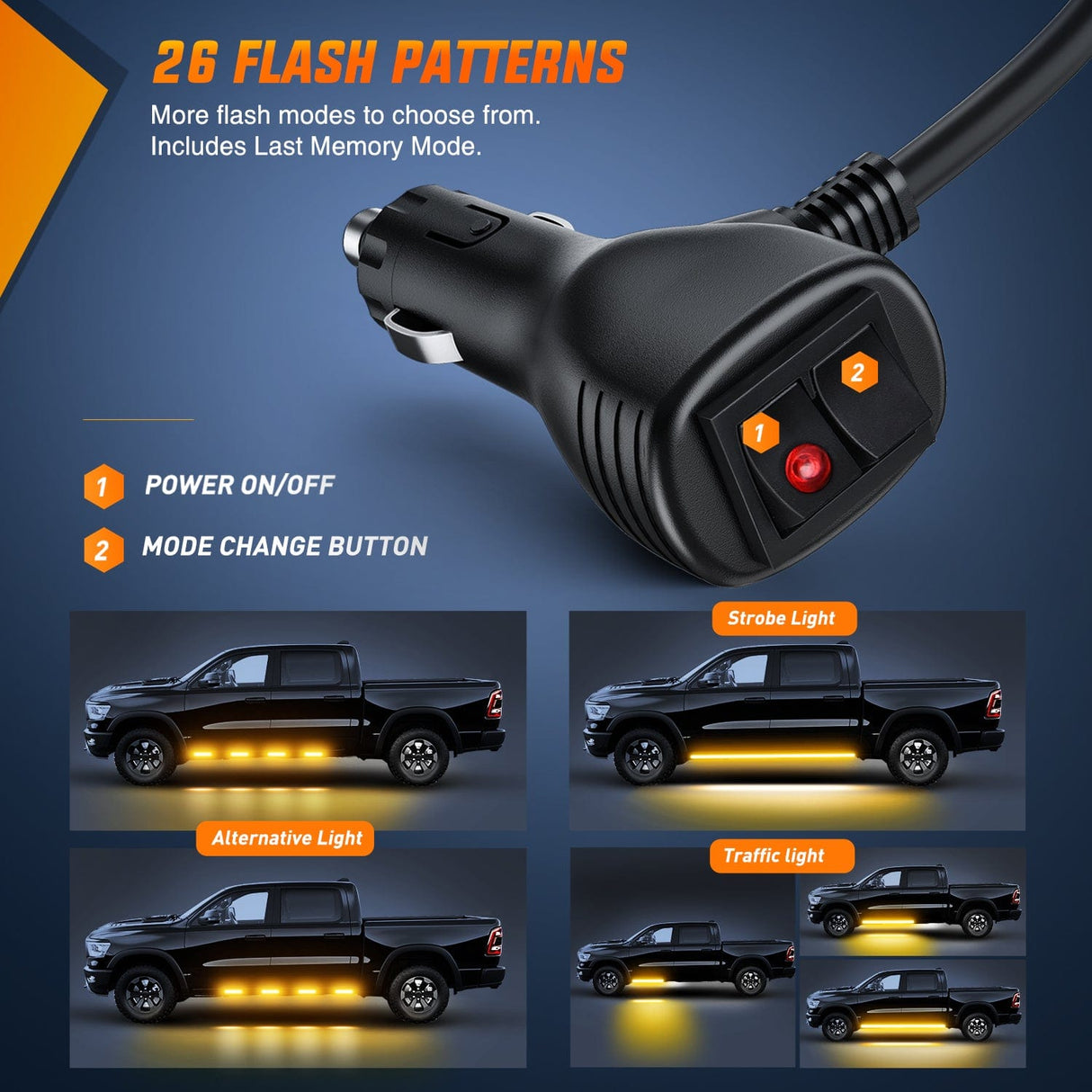 Led light Strip 2PCS 70 Inch Emergency Strobe Lights Strip 1125 LED Running Board Marker Light Amber Flexible Side Flashing Warning Caution Safety Waterproof for Truck Construction Vehicles Pickup