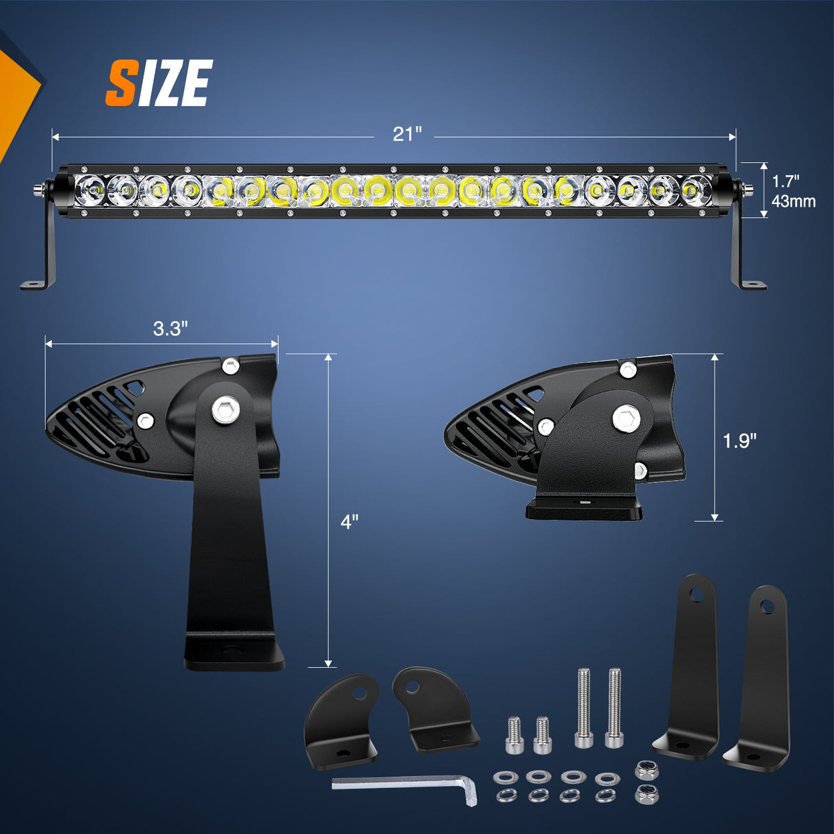LED Light Bar LED Light Bar 21inch 100W Spot Flood Combo Super Slim 9000LM Off Road 3D LED Driving Off Road Lights with Wiring Harness Kit-1 Lead for Trucks Pickup SUV ATV UTV Boat 4x4 Van Camper