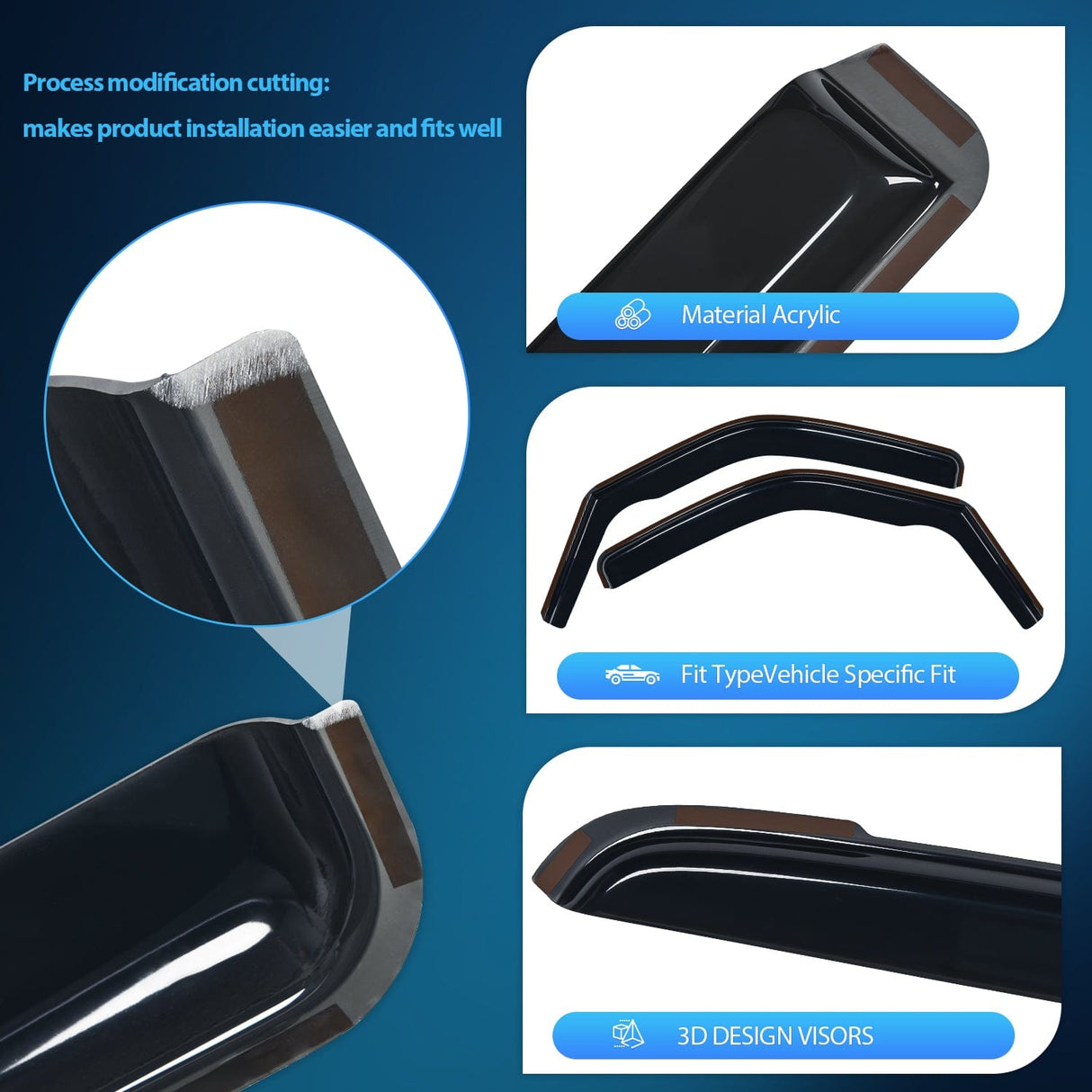 Rain Guards Rain Guards for 1996-2025 Chevrolet Express Van/GMC Savana Vent Window Visors 2016 2017 2018 2019 2020 2021 2022 2023 2024 2025, Original Window Deflectors-2PCS