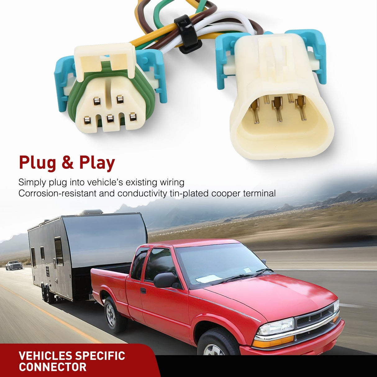 Wiring Harness Kit 4 Pin Trailer Wiring Harness 55359 Vehicle Side Custom for 1998 1999 2000 2001 2002 2003 2004 Chevrolet S10 GMC Sonoma Isuzu Hombre Trailer Light Harness Tow Hitch Wiring