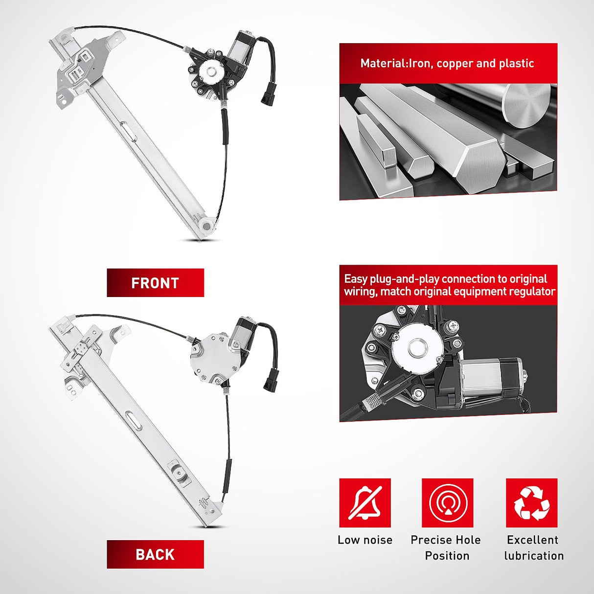 Window Regulator 2006 2007 2008 2009 2010 2011 2012 2013 Chevrolet Impala 2014 2015 2016 Impala Limited Front Passenger Side Power Window Regulator