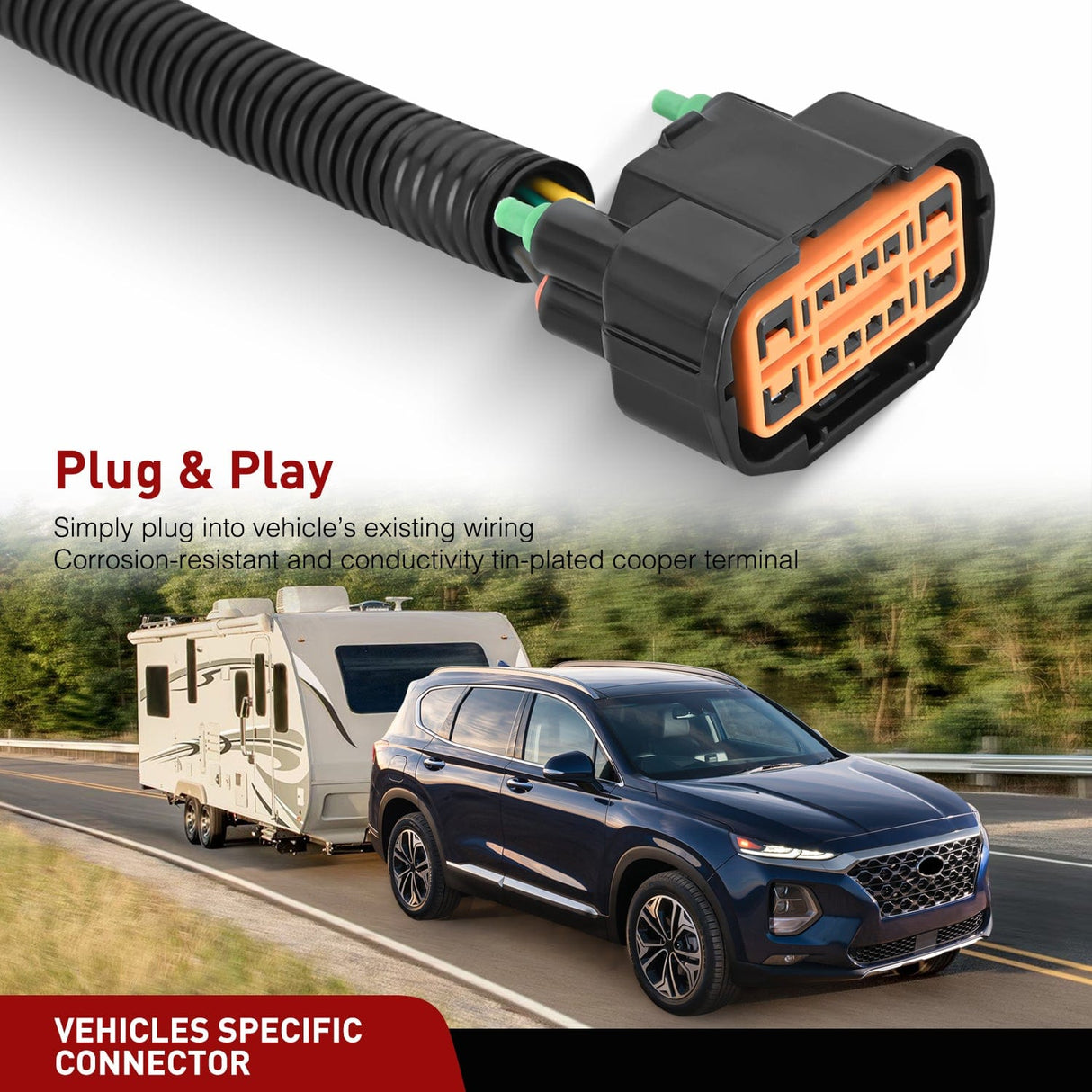 Wiring Harness Kit Nilight 4 Pin Custom Trailer Wiring Harness 56420 Vehicle Side Compatible with Hyundai 2019 2020 2021 2022 2023 2024 Santa Fe Santa Cruz Palisade Tucson; Kia Telluride Sorento Carnival