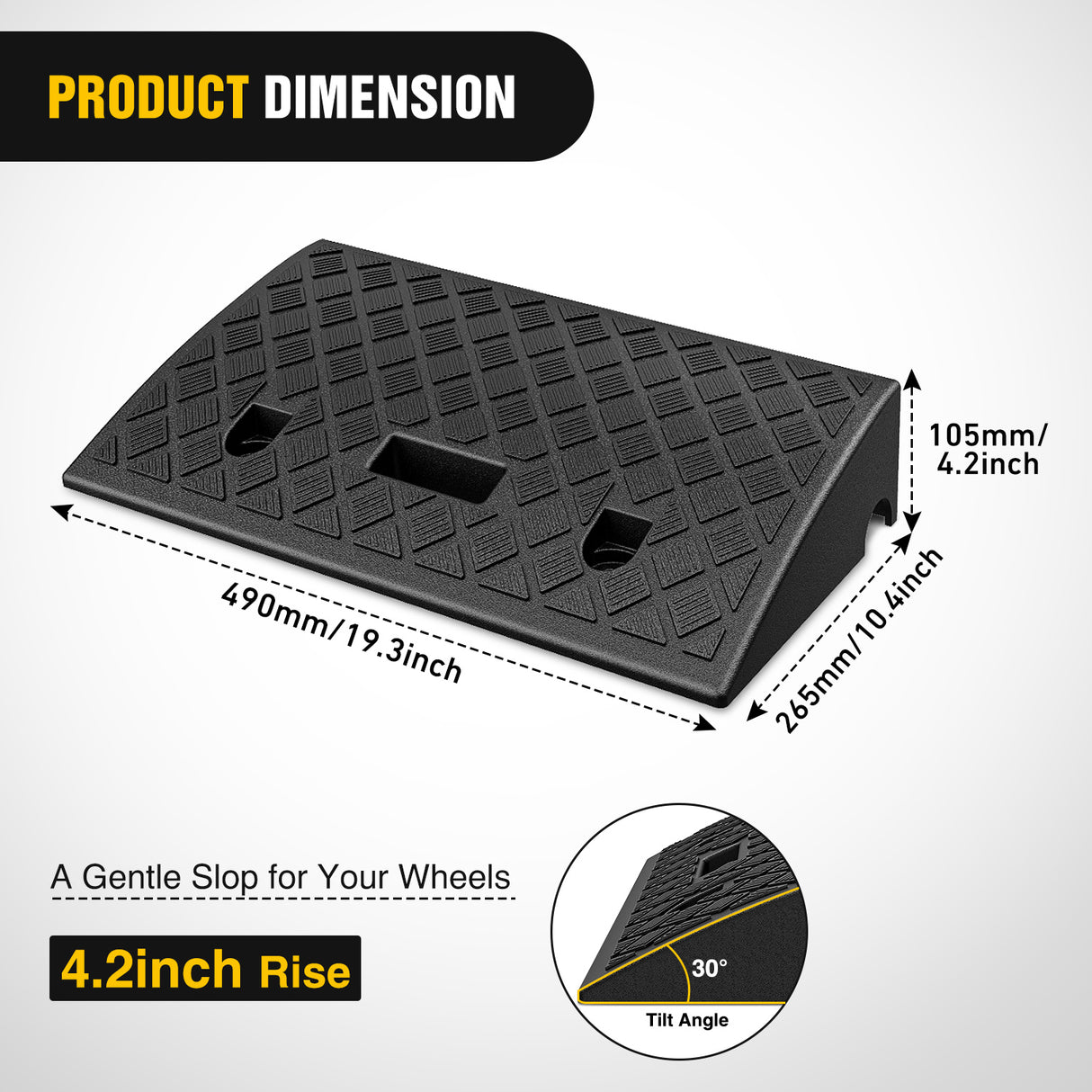 Nilight Plastic Curb Ramps, 4.2Inch Rise Portable Lightweight Heavy Duty Threshold Ramp for Driveway Lawn Mower Scooter Bike Motorcycle Wheelchair, 2 Pack