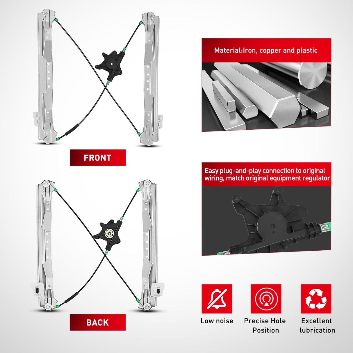 Window Regulator 749-508 Power Window Regulator and Motor Assembly Front Driver Side, OE Replacement for Chrysler Town Country 2008-2016 - Direct Fit