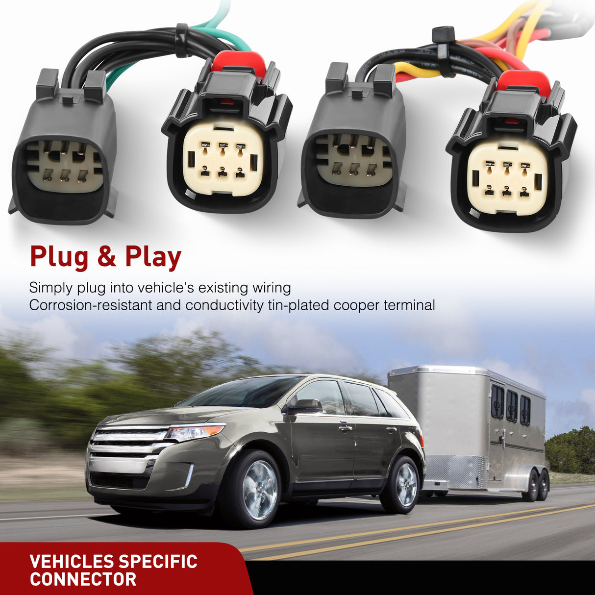 4 Pin Trailer Wiring Harness Kit 56120 Vehicle Connect Plug OEM Compatible Custom for 2011 2012 2013 2014 Ford Edge Limited SE SEL Sport Simple Fit Tow Hitch Harness