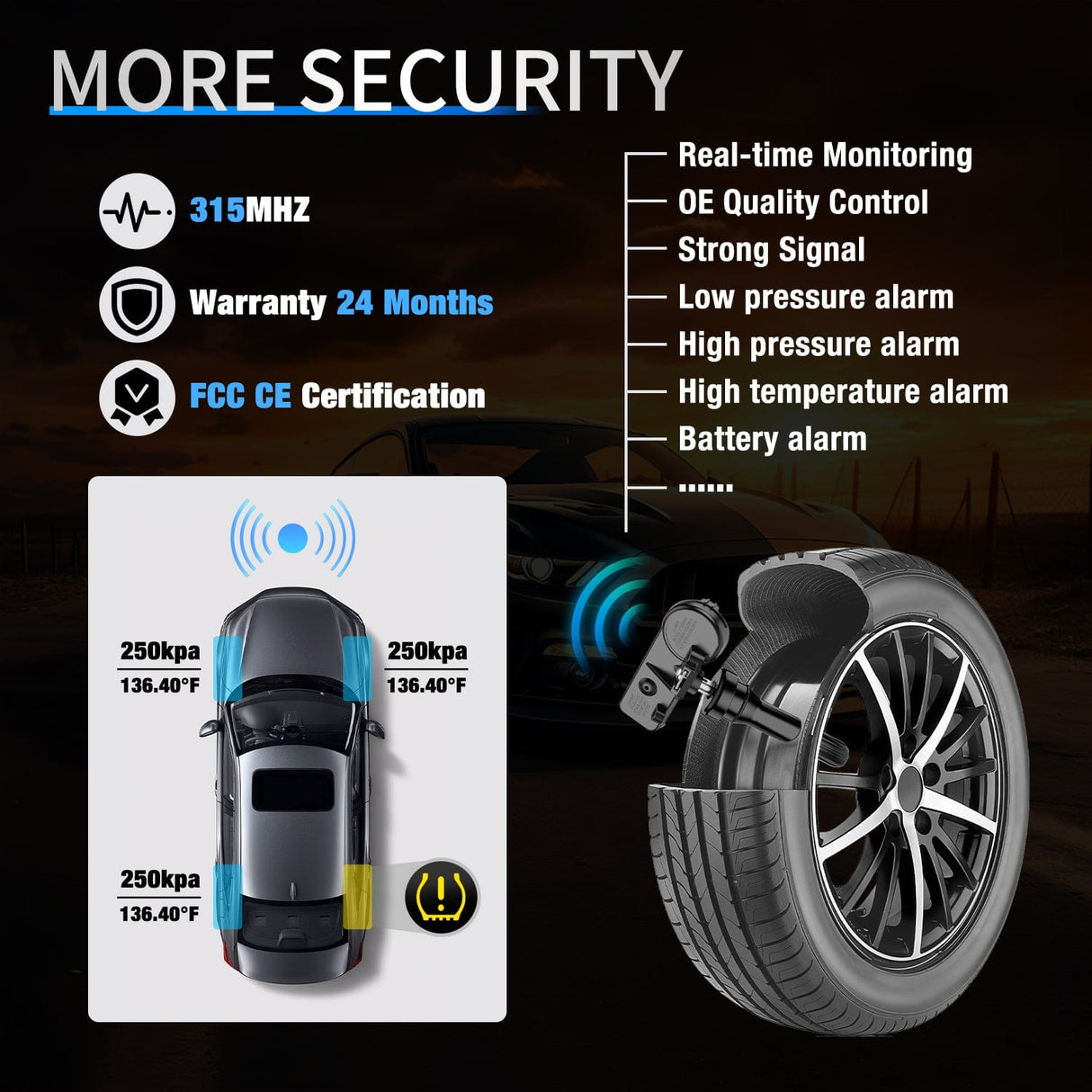 inflator 2007 2008 2009 2010 2011 2012 2013 Chevrolet GMC Buick Cadillac; 2007 2008 2009 2010 Hummer Pontiac Saturn SAAB Suzuki 315Mhz Tire Pressure Monitoring Sensor