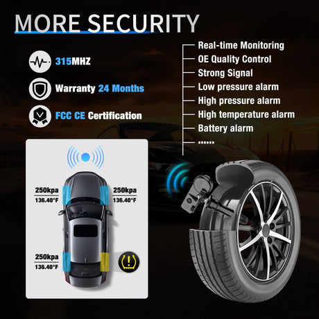 inflator 2007 2008 2009 2010 2011 2012 2013 Chevrolet GMC Buick Cadillac; 2007 2008 2009 2010 Hummer Pontiac Saturn SAAB Suzuki 315Mhz Tire Pressure Monitoring Sensor