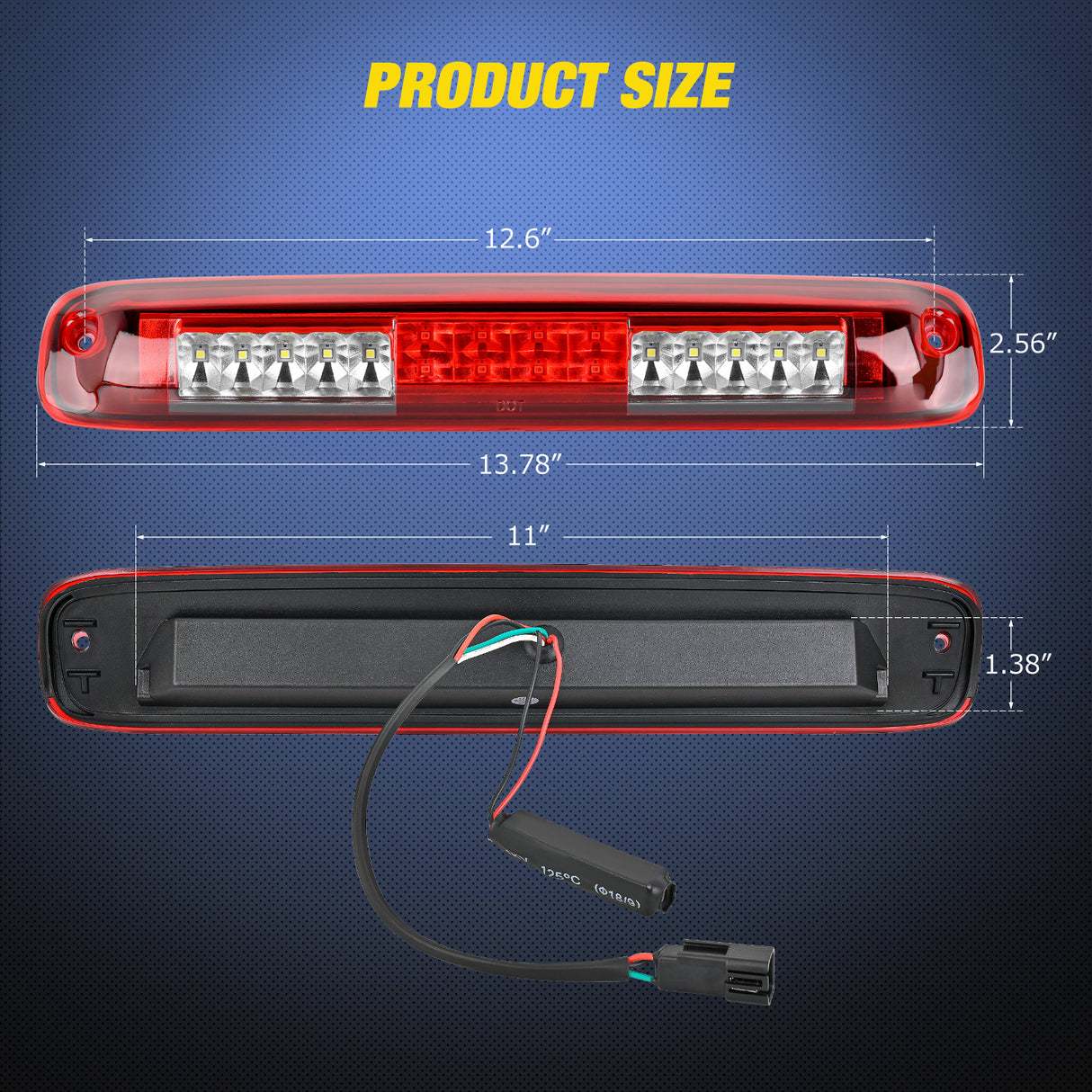 Third Brake Light Third Brake Light Tail High Mount 3rd Stop Cargo Reverse LED Lights Red Shell for Chevy Silverado GMC Sierra 1500 2500 3500HD 2007HD Classic 1999 2000 2001 2002 2003 2004 2005 2006