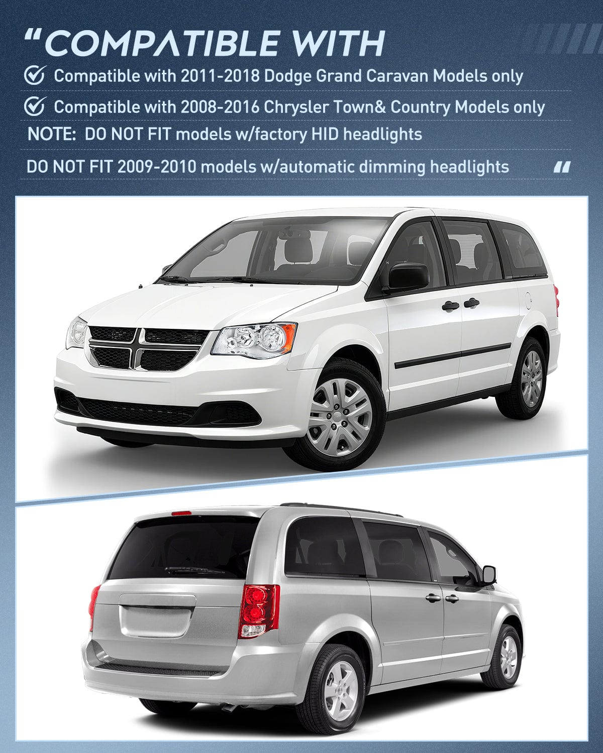 Taillight Assembly Headlight and Taillight Assembly Combo Compatible with 2011 2012 2013 2014 2015 2016 2017 2018 2019 2020 Dodge Grand Caravan OE Style Chrome Housing Amber Reflector with Red Housing Tail Light