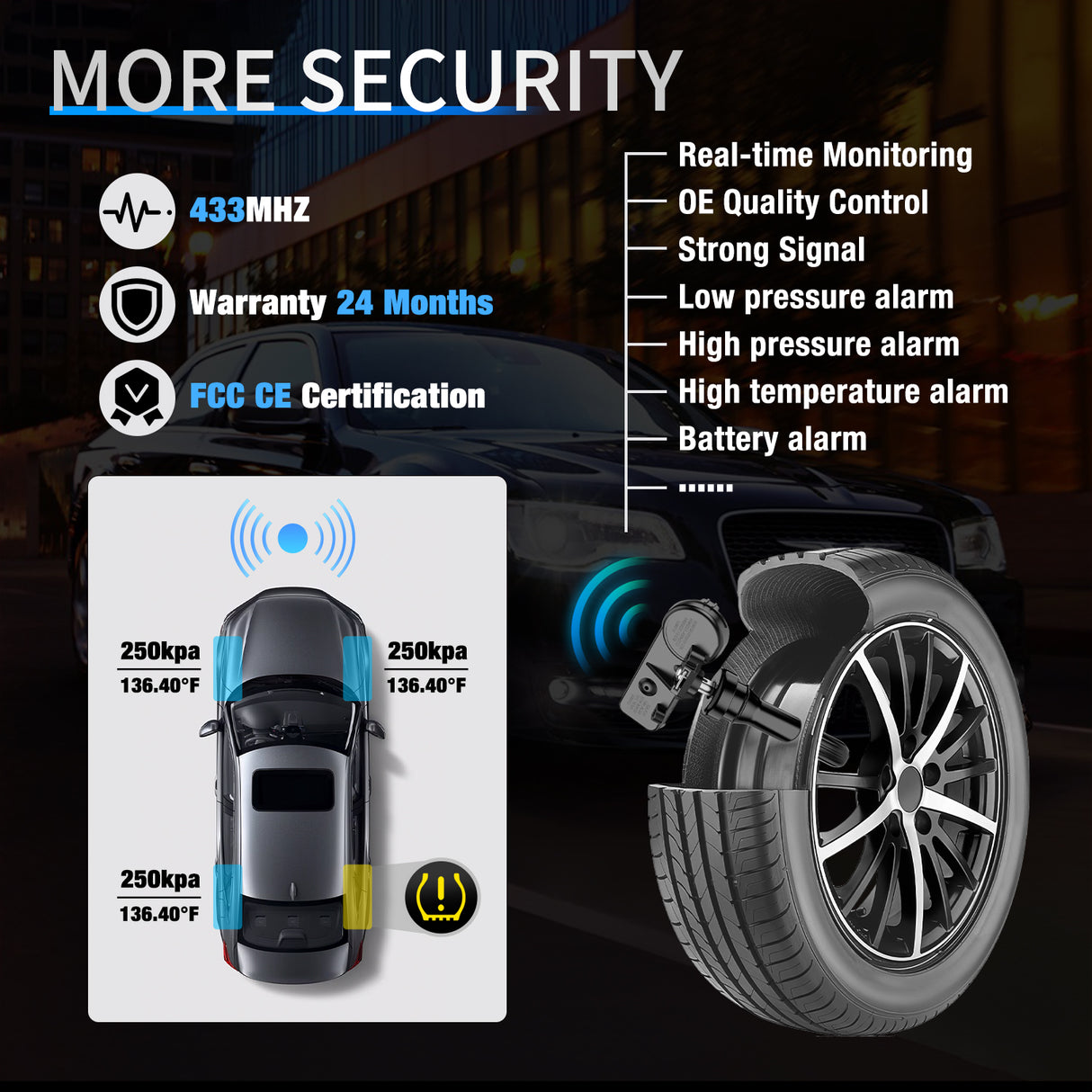 Nilight TPMS Sensor Compatible with 2010 2011 2012 2013 2014 2015 2016 2017 2018 2019 2020 Dodge Chrysler Jeep 2012-2019 Fiat 500 2011-2013 Ram 433Mhz Tire Pressure Monitoring Sensors