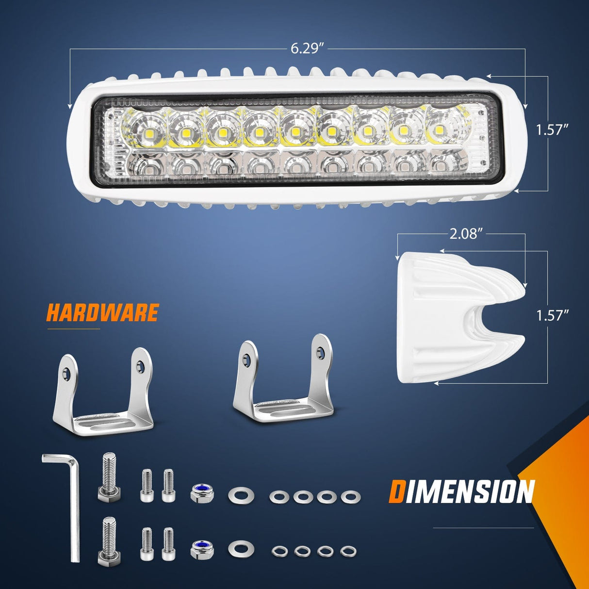 LED Work Light 6 Inch 54W Flood White Case Blue Led Work Lights (Pair)