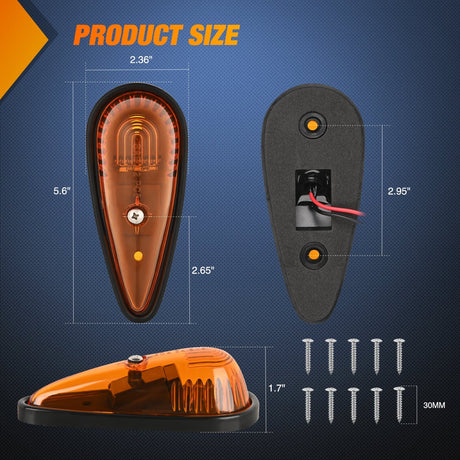 Roof Marker Light 5PCS 9LED Amber Cab Roof Marker Light
