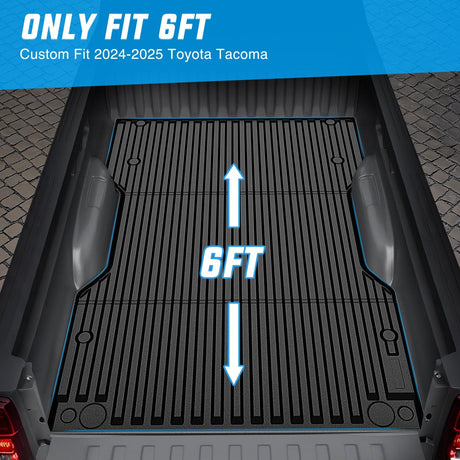 Truck Bed Mat Truck Bed Mat 6 FT for 2024 2025 Toyota Tacoma, TPE Heavy-Duty Pick-up Bed Liner for Toyota Tacoma Accessories, Anti-Slip Texture, All Weather Protection