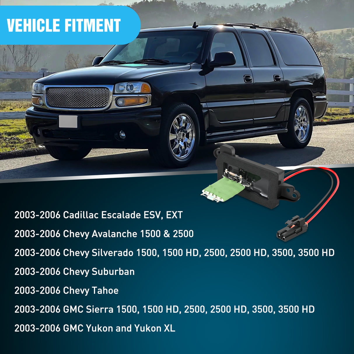 Nilight AC Blower Motor Resistor Kit with Harness Fit for Cadillac Escalade, Chevy Avalanche Silverado Suburban Tahoe, GMC Sierra Yukon 2003-2006 Replaces 89019088, 973-405, 15-81086, 22807123
