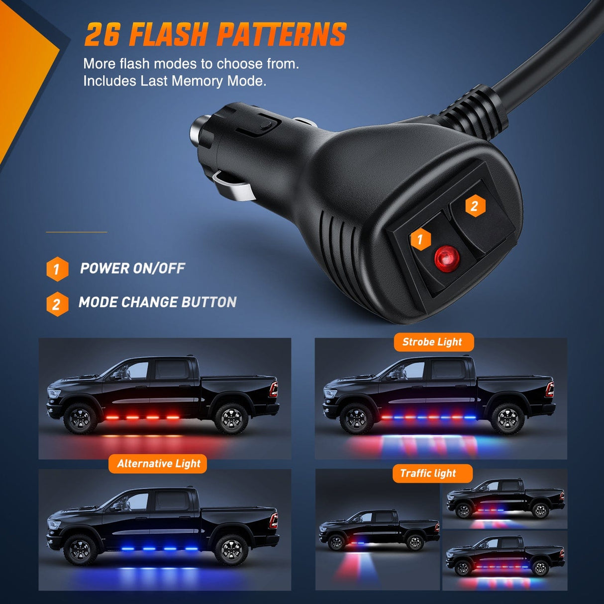 Led light Strip 2PCS 70 Inch Emergency Strobe Lights Strip 1125 LED Running Board Marker Light Red Blue Flexible Side Flashing Warning Caution Safety Waterproof for Truck Construction Vehicles Pickup