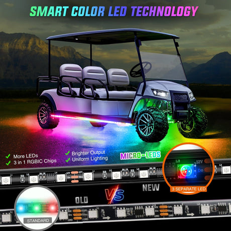Led light Strip 4Pcs Golf Cart Underglow Light Kit for EZGO Yamaha Club Car