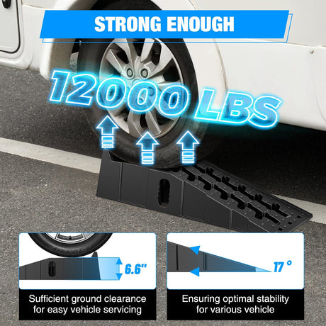 Curb Ramp 6.7Inch Lift Heavy Duty Truck Ramps 12000lb Capacity Portable Service Ramps