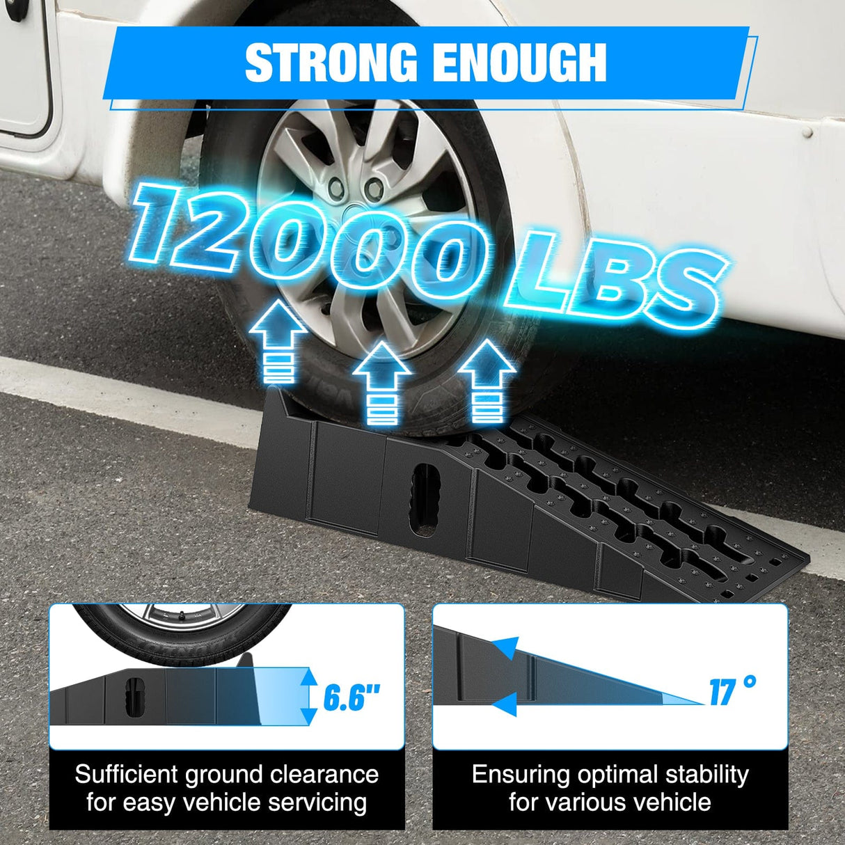 Curb Ramp 6.7Inch Lift Heavy Duty Truck Ramps 12000lb Capacity Portable Service Ramps