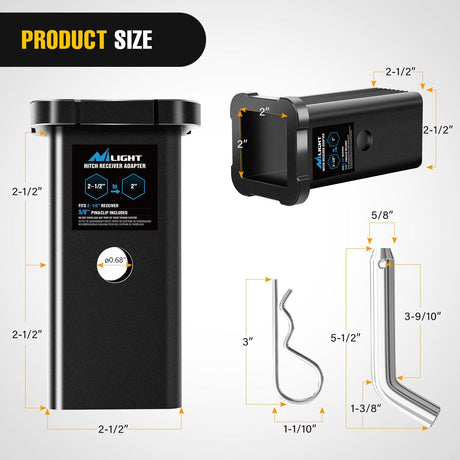 Trailer Hitch Trailer Hitch Receiver Extender Adapter Reducer 2-1/2 to 2 Inch