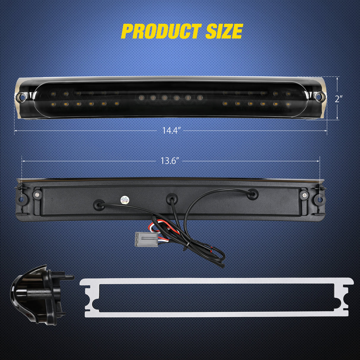 Third Brake Light Tail High Mount 3rd Stop Cargo Reverse Lights Smoked Lens Compatible with Ford F150 1997 1998 1999 2000 2001 2002 2003 F-150 Heritage 2004 Pickup Truck Rear Cab Lamp