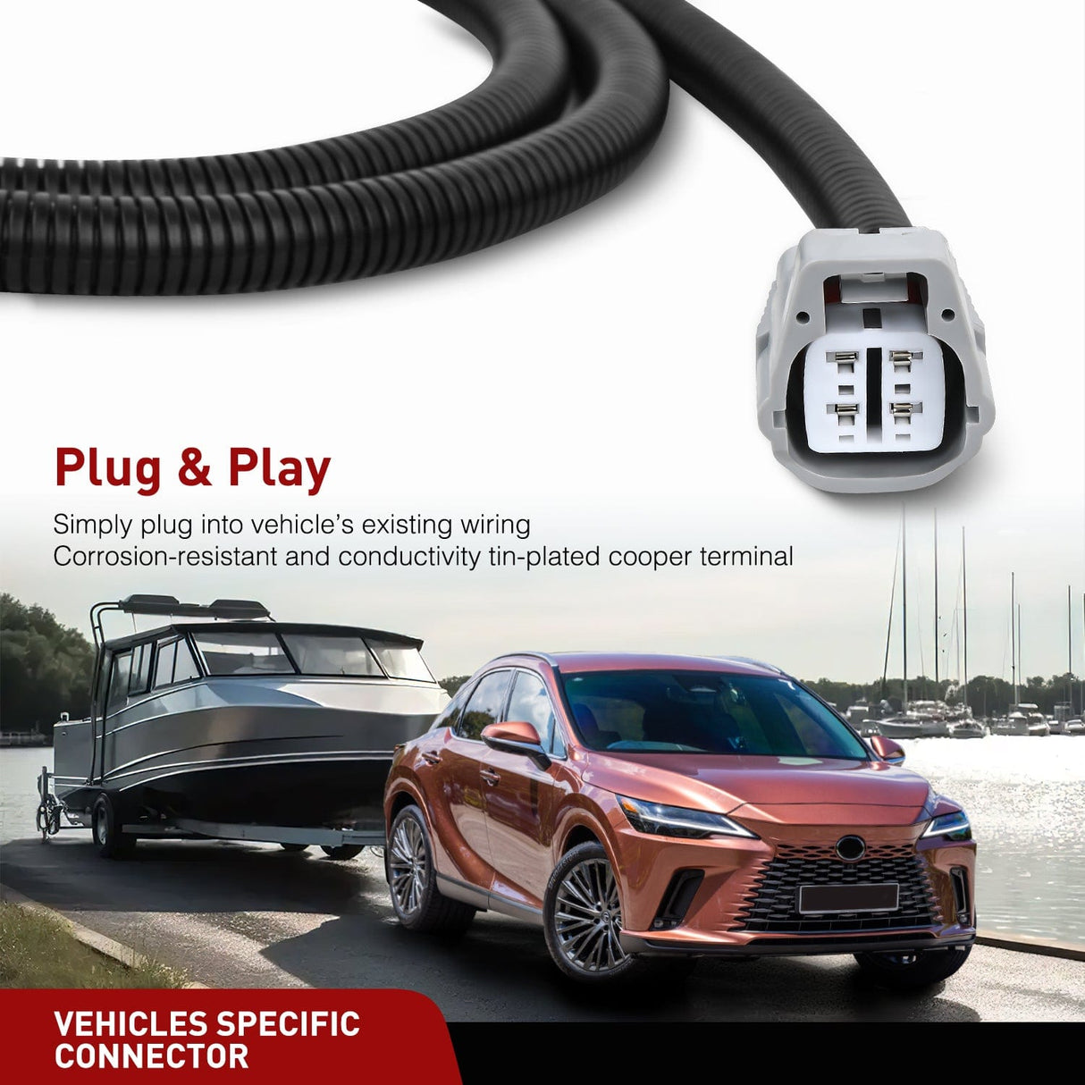 Wiring Harness Kit 4 Pin Trailer Wiring Harness Kit 56083 Custom for 2010 2011 2012 2013 2014 2015 2016 2017 2018 2019 2020 2021 2022 2023 RX350 RX450h RX350L RX350hL