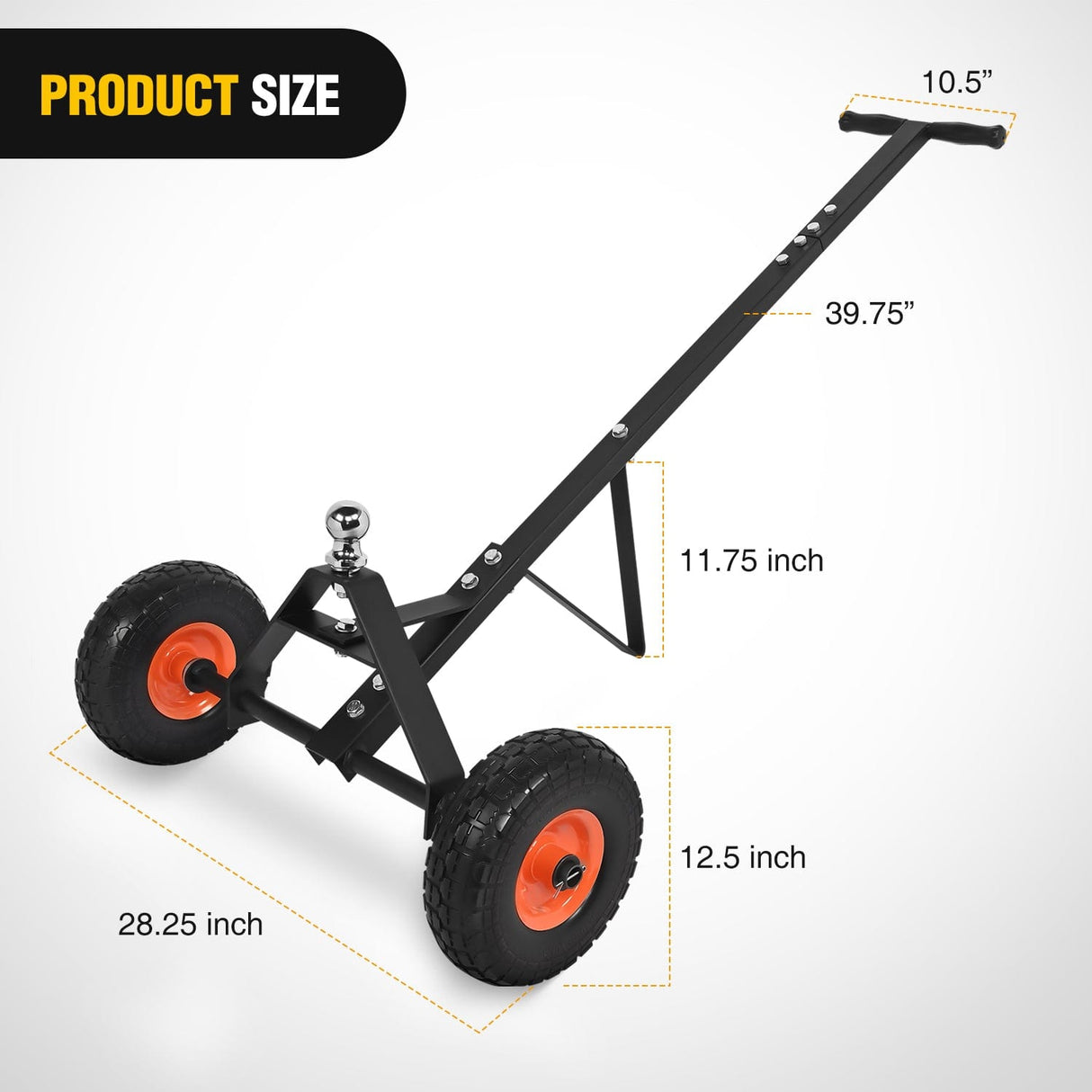 Trailer Dolly Boat Trailer Dolly Solid Steel Heavy Duty 600 Pound Capacity with 12Inch Polyurethane Tires 1-7/8Inch Hitch Ball