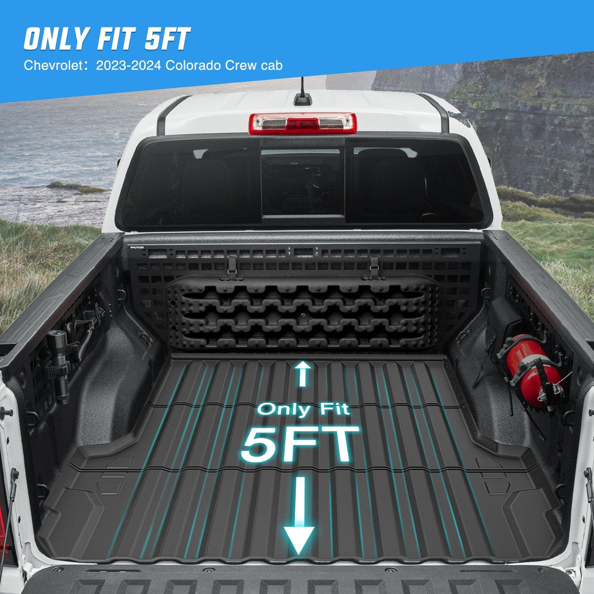 Truck Bed Mat 5ft Rubber Short Bed For 2023 2024 Chevy Colorado