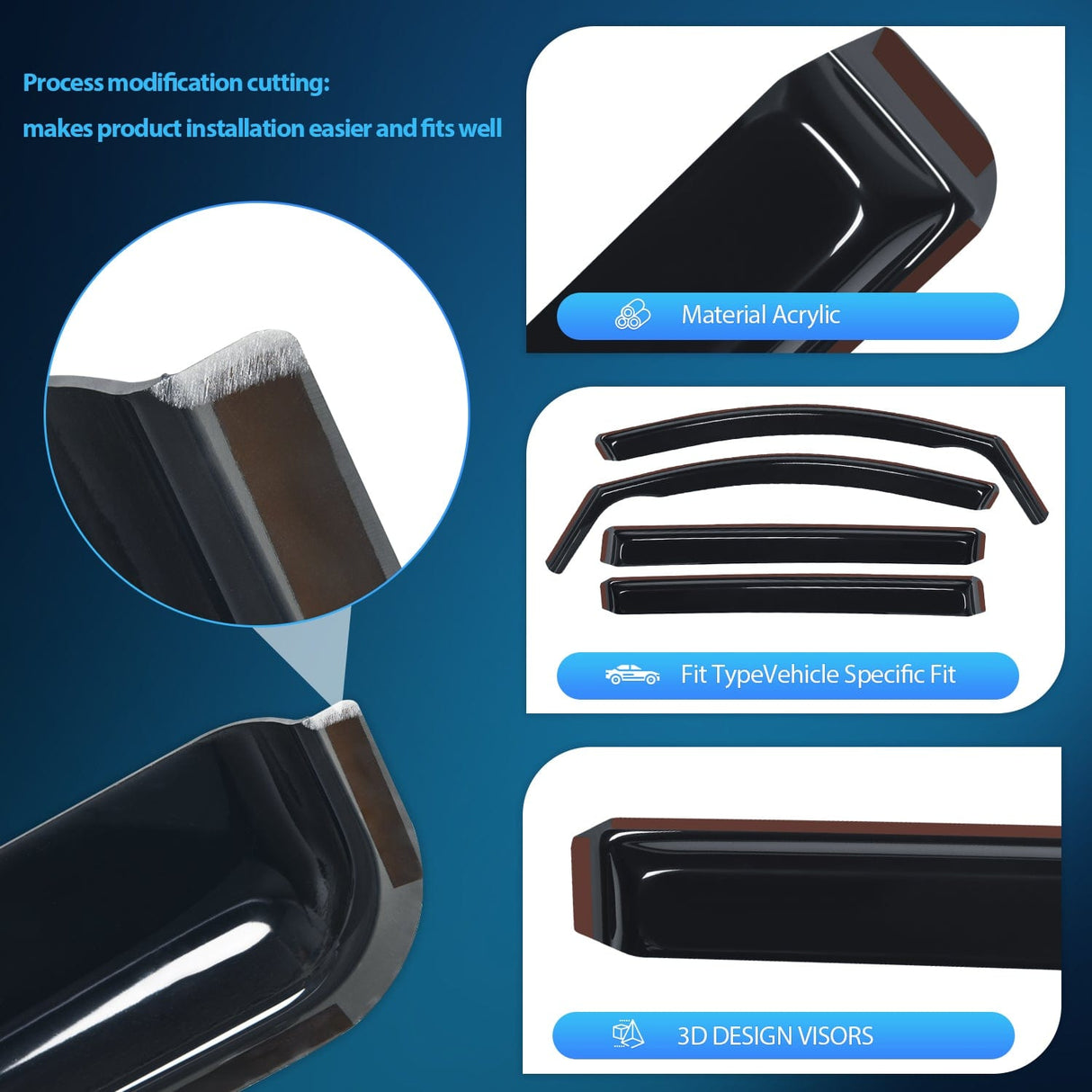 Rain Guards Window Rain Guards for GMC Acadia 2017 2018 2019 2020 2021 2022 2023 Window Deflectors, Vent Window Visors-4 Pieces