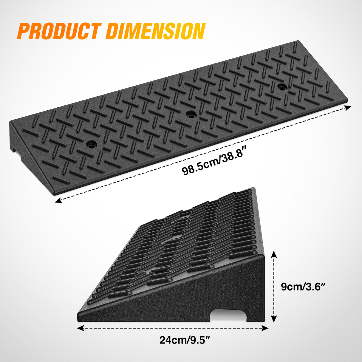 Nilight 3.6Inch Rise Curb Ramps, Heavy Duty Rubber Driveway Threshold Shed Ramp for Sidewalk Cars Lawn Mower Wheelchairs Motorcycles, 3300lbs Load Capacity