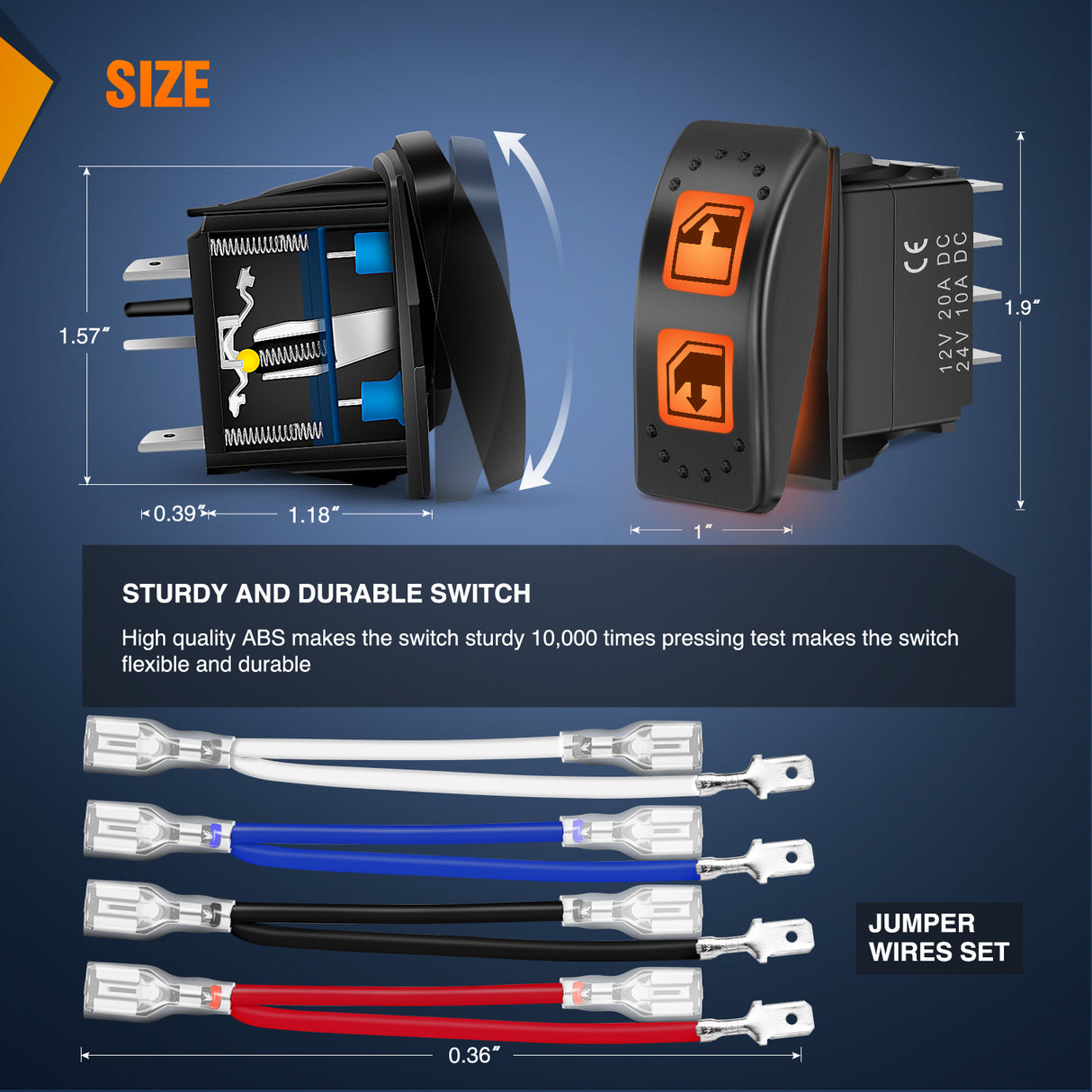 UTV Left Hand Driver Power Window Switch On Off 8 PIN Toggle Switches with Orange Backlit Light 12V 24V with Jumper Wires Set for Can-Am Defender Max 2016-2019 HD8 HD10 710004979