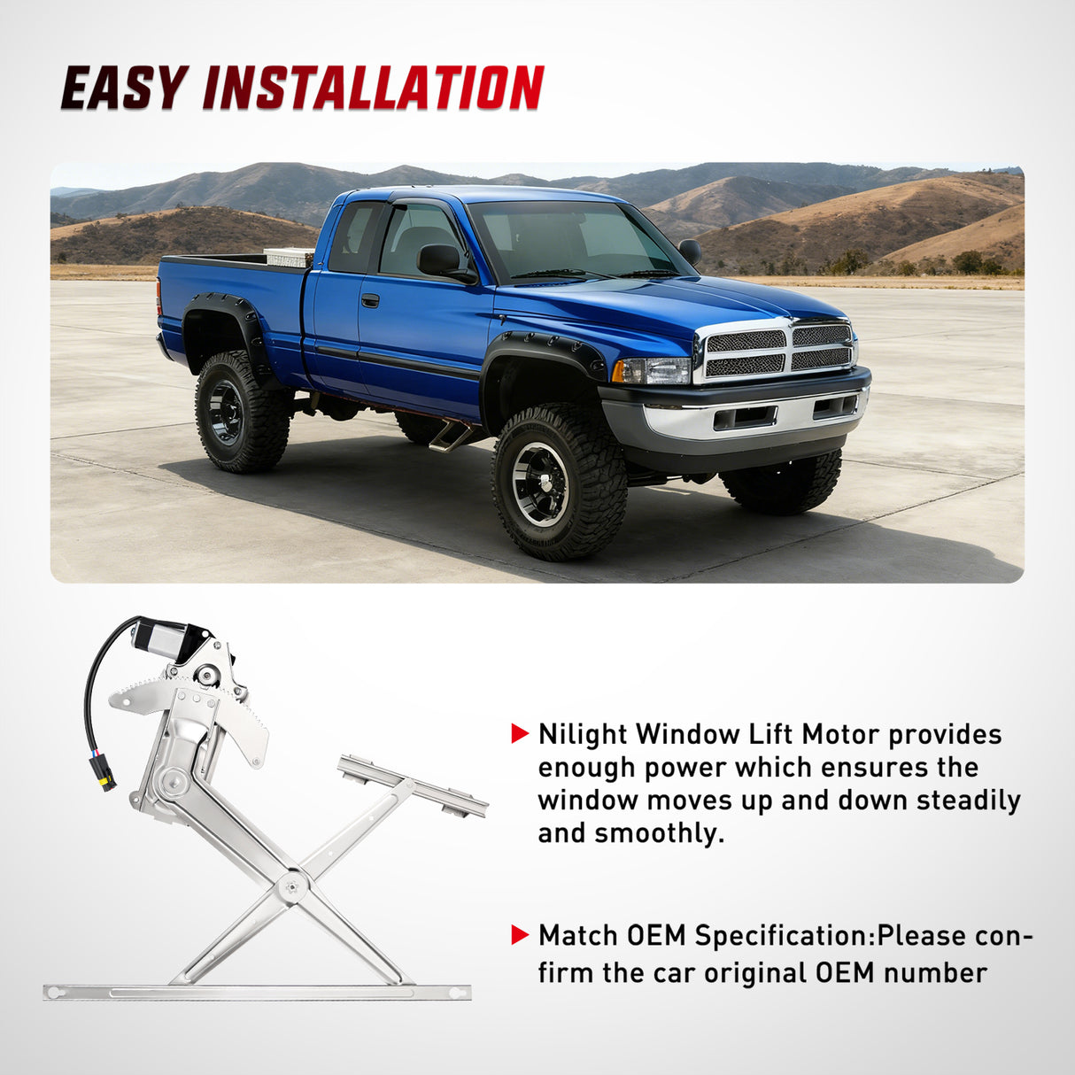 741-752 Power Window Regulator and Motor Front Passenger Side Compatible with Dodge Ram 1500 1994 1995 1996 1997 1998 1999 2000 2001,Ram 2500 3500 1994-2002,Front Right Side