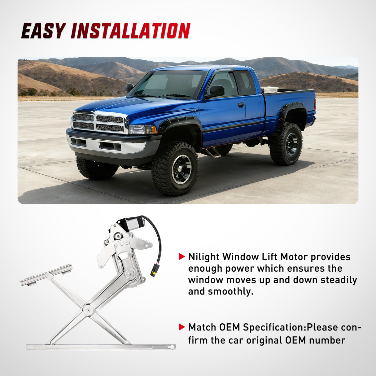 741-753 Power Window Regulator and Motor Front Driver Side Compatible with Dodge Ram 1500 1994 1995 1996 1997 1998 1999 2000 2001,Ram 2500 3500 1994-2002,Front Left Side