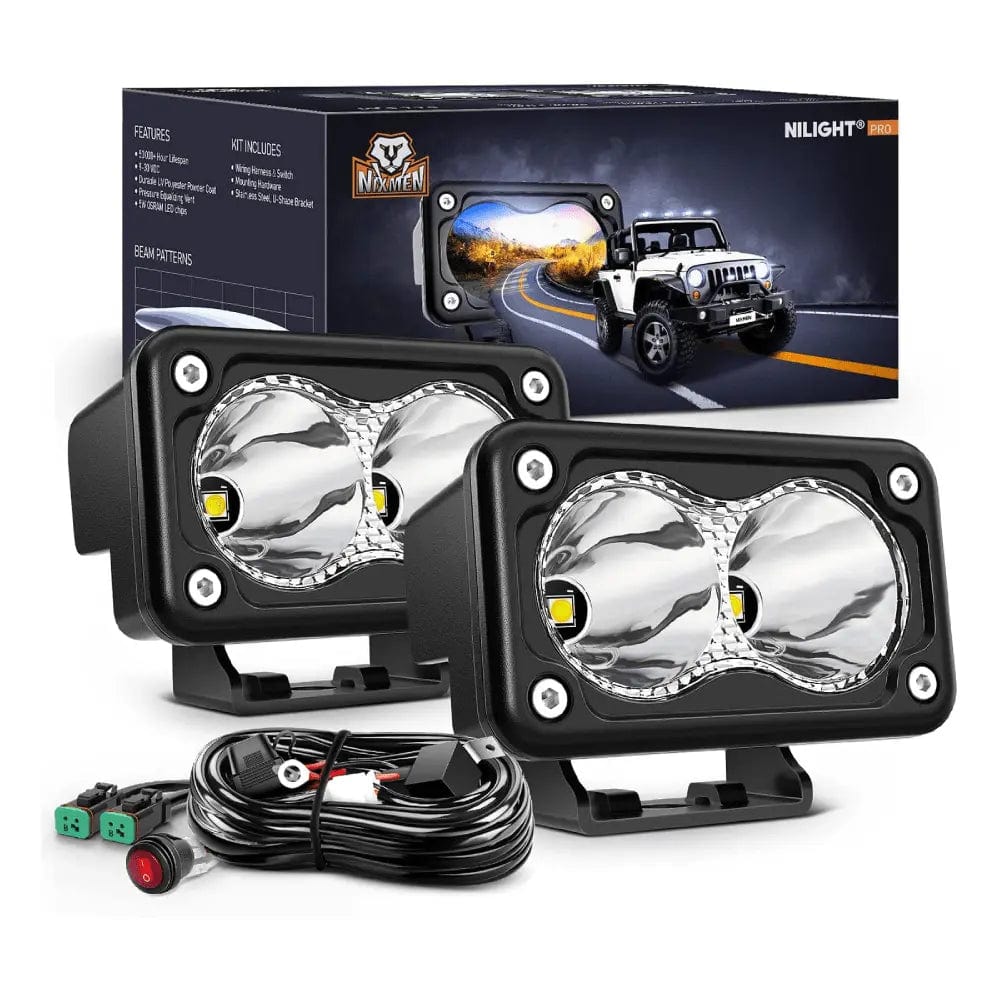 LED Work Light 3 Inch 10W 1300LM Spot Built-in EMC LED Work Lights (Pair) | 16AWG DT Wire