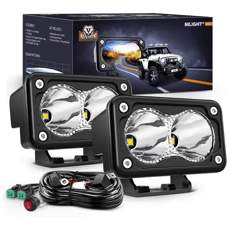 LED Work Light 3 Inch 10W 1300LM Spot Built-in EMC LED Work Lights (Pair) | 16AWG DT Wire