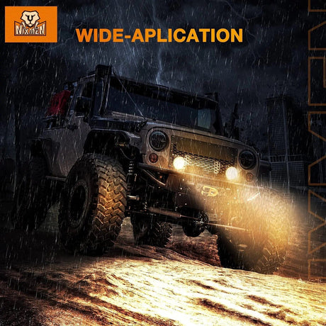 LED Light Bar 3 Inch 12W 2940LM Amber Round Flood Built-in EMC LED Work Lights (Pair)