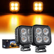LED Work Light 3 Inch 15W 2100LM Square Amber Flood Built-in EMC Led Work Lights (Pair)