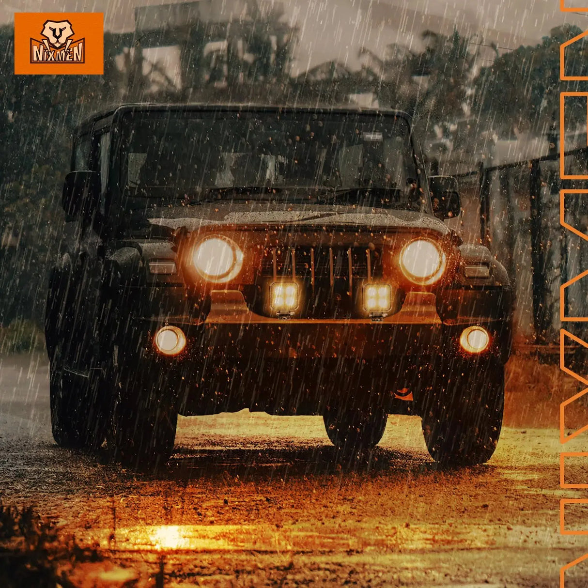 3 Inch 15W 2100LM Square Amber Flood Built-in EMC Led Work Lights (Pair) Nilight