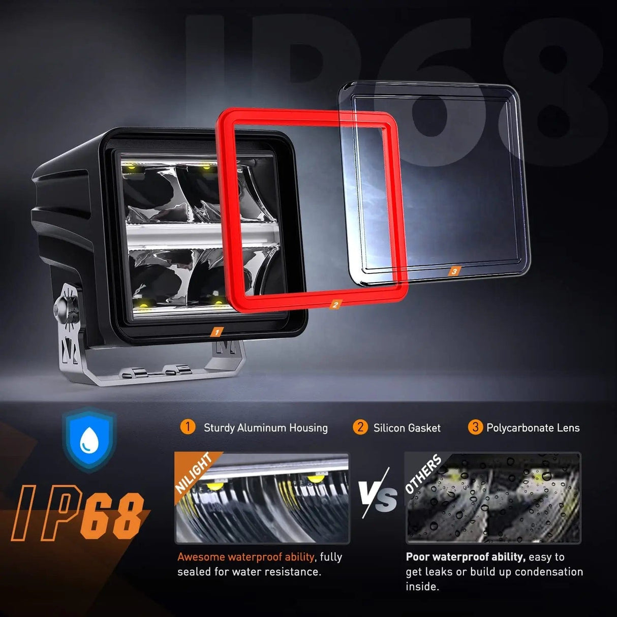 Motor Vehicle Lighting 3 Inch 20W 2200LM DRL Spot Cube LED Pods (Pair) | 16AWG DT Wire