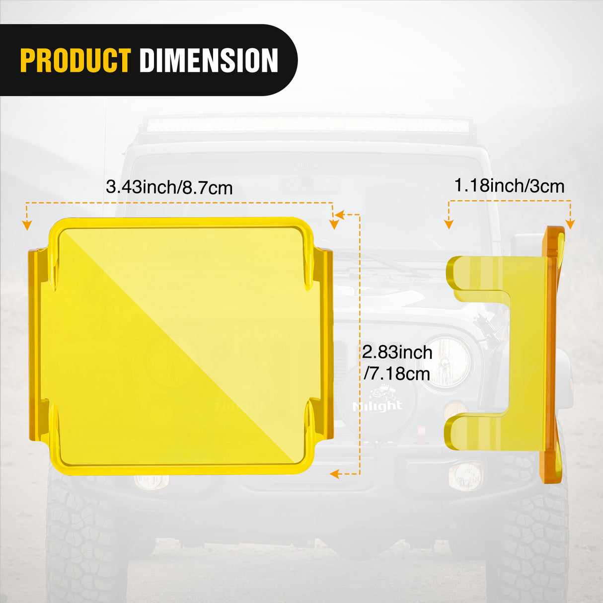 2Pcs 3 inch Yellow Cube Light Pod Cover