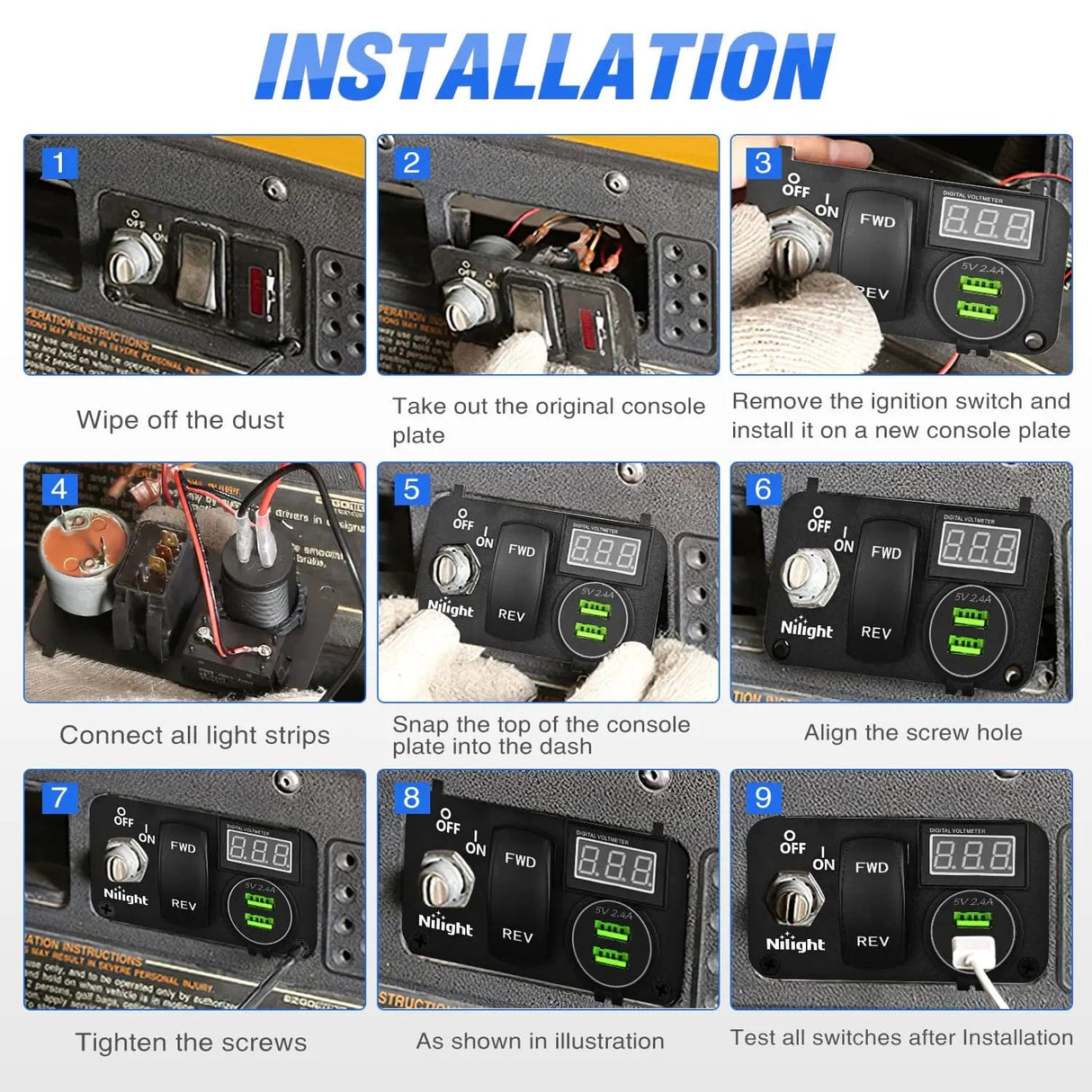 Accessories 3 in 1 Multifunctional Integrated Switch Console Panel