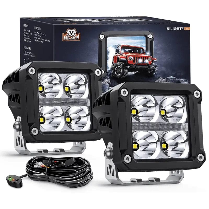 LED Work Light 3.2 Inch 20W 2510LM Square Spot DRL Led Pods (Pair) | 16AWG DT Wire