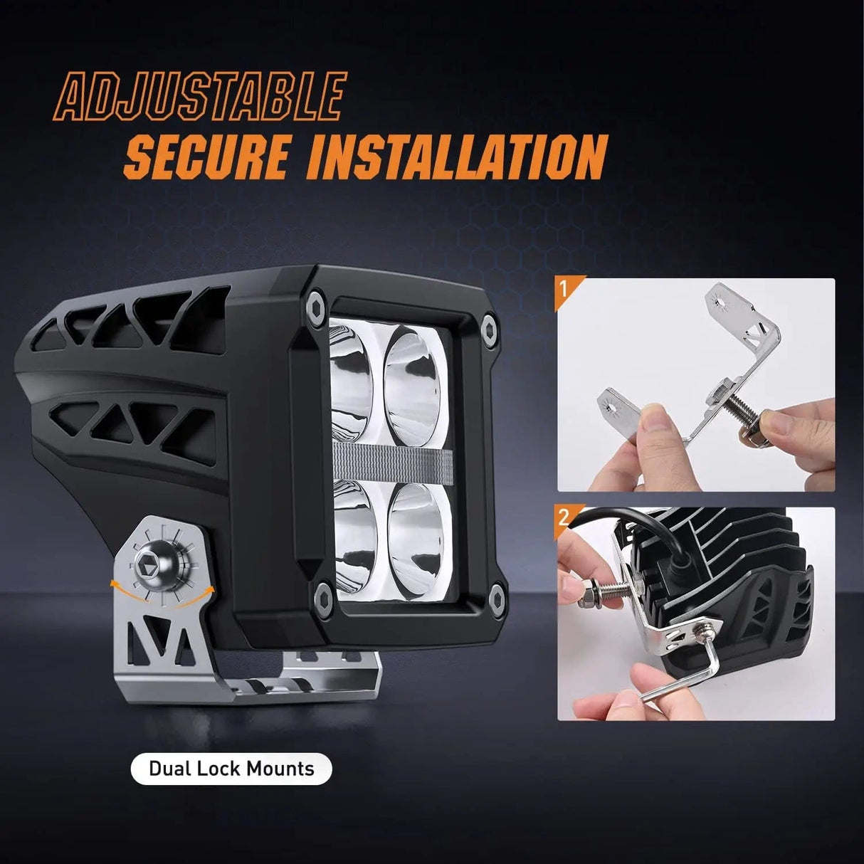 LED Work Light 3.2 Inch 20W 2510LM Square Spot DRL Led Pods (Pair) | 16AWG DT Wire