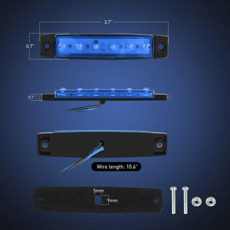 Side Marker Clearance Lights 3.8 Inch 6 LEDs Blue Side Marker Lights (10 Pcs)