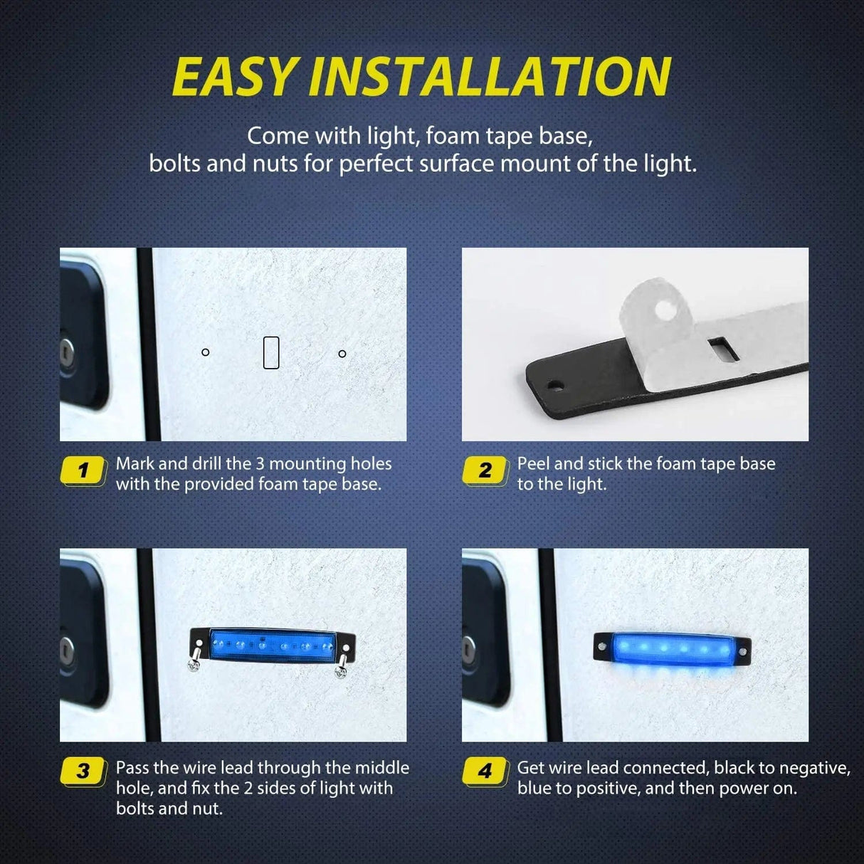 Side Marker Clearance Lights 3.8 Inch 6 LEDs Blue Side Marker Lights (10 Pcs)