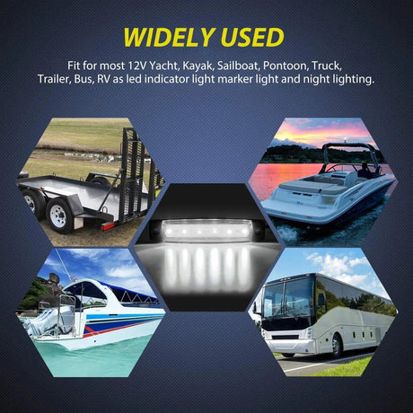 Side Marker Clearance Lights 3.8 Inch 6 LEDs White Side Marker Lights (10 Pcs)